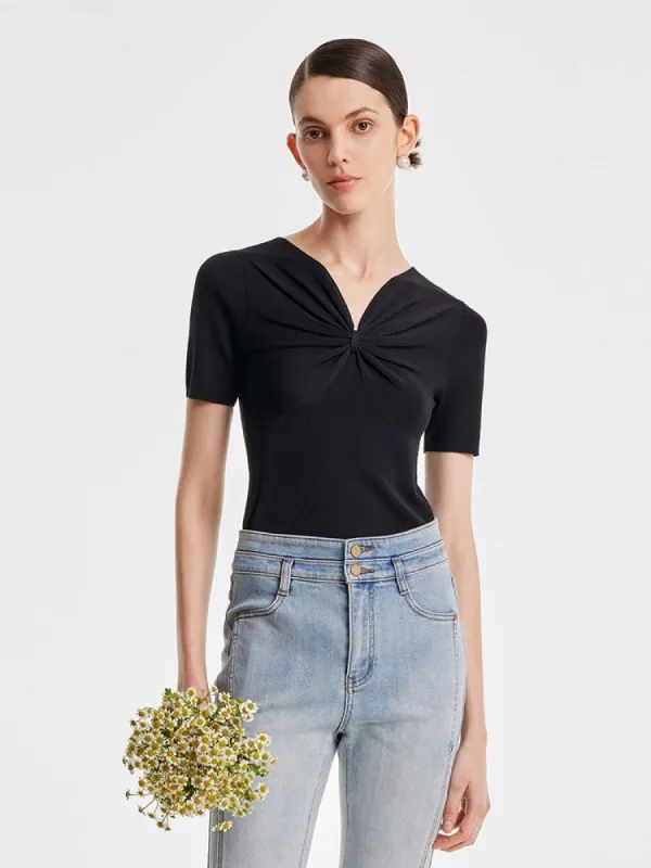 Acetate Twisted Pullover Knit Top sold by Goelia