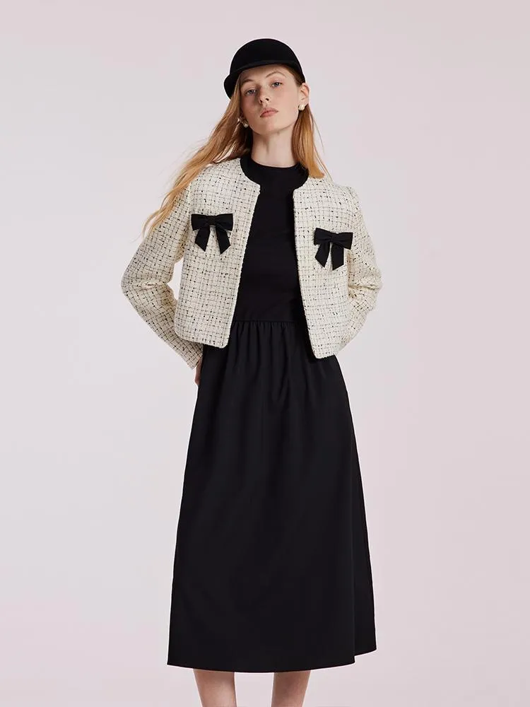 Wool Blend Tweed Short Women Jacket And Long Sleeve Dress Set sold by Goelia product image thumbnail 2