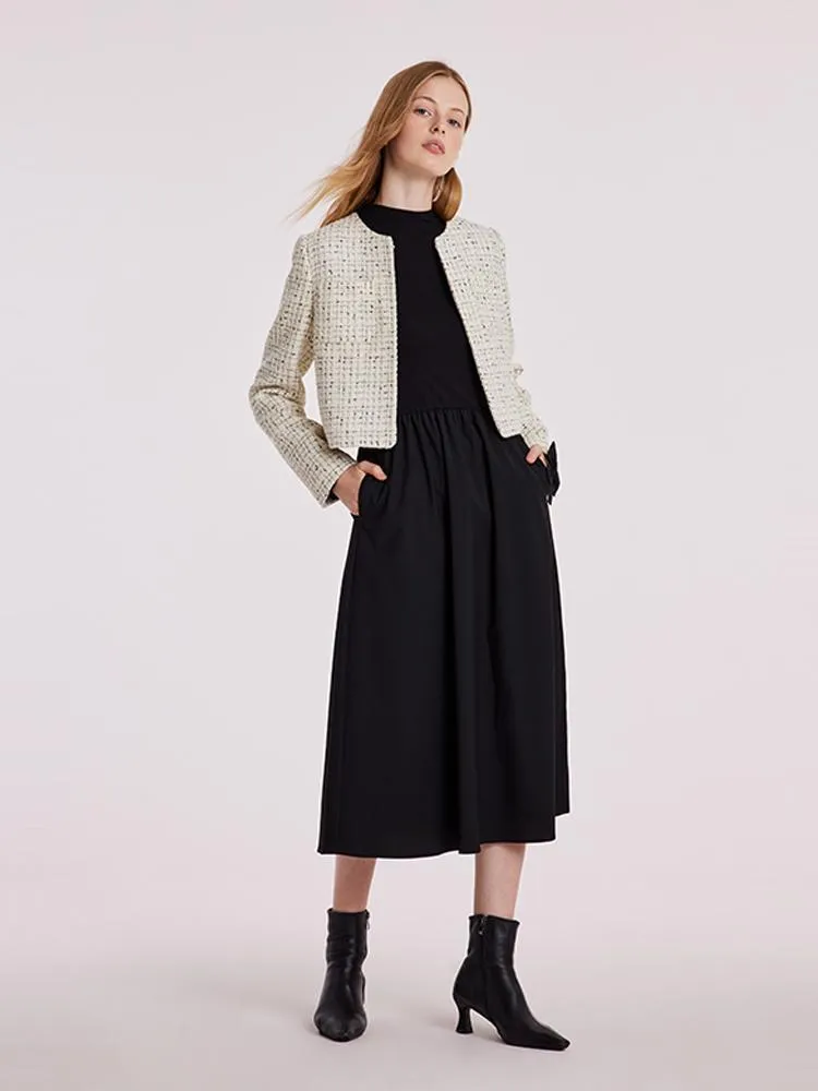 Wool Blend Tweed Short Women Jacket And Long Sleeve Dress Set sold by Goelia product image thumbnail 4