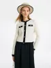 Contrast Trim Cardigan And Vest Dress Two-Piece Set sold by Goelia