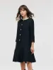 Tweed A-Line Ruffle Collared Women Midi Dress sold by Goelia