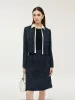 Tweed Women Crop Jacket With Detachable Lapel And Mini Dress Two-Piece Set sold by Goelia