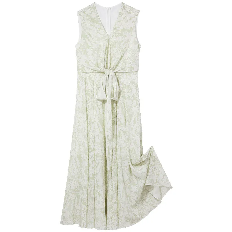 16 Momme Floral Printed Sleeveless Silk Maxi Dress sold by Goelia product image thumbnail 4