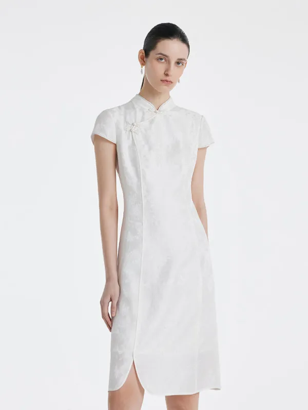 19 Momme Mulberry Silk Women Qipao Midi Dress sold by Goelia