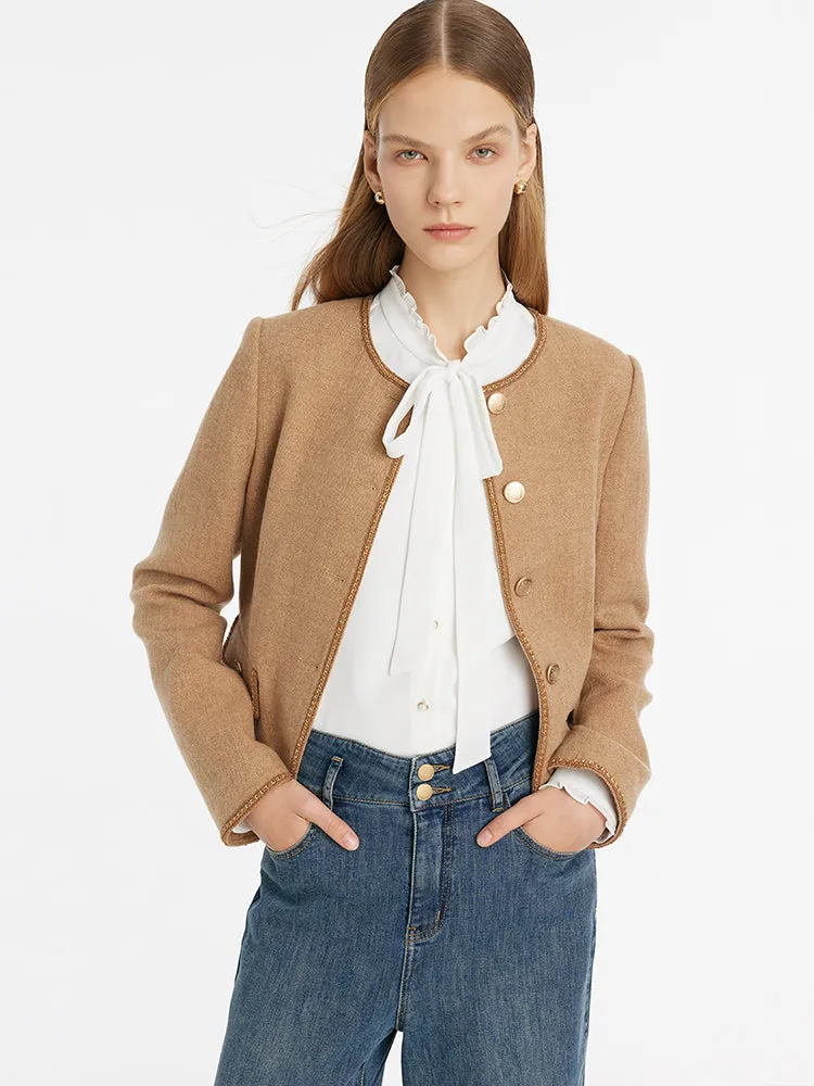 Washable Wool Round Neck Single-Breasted Women Jacket sold by Goelia product image thumbnail 5