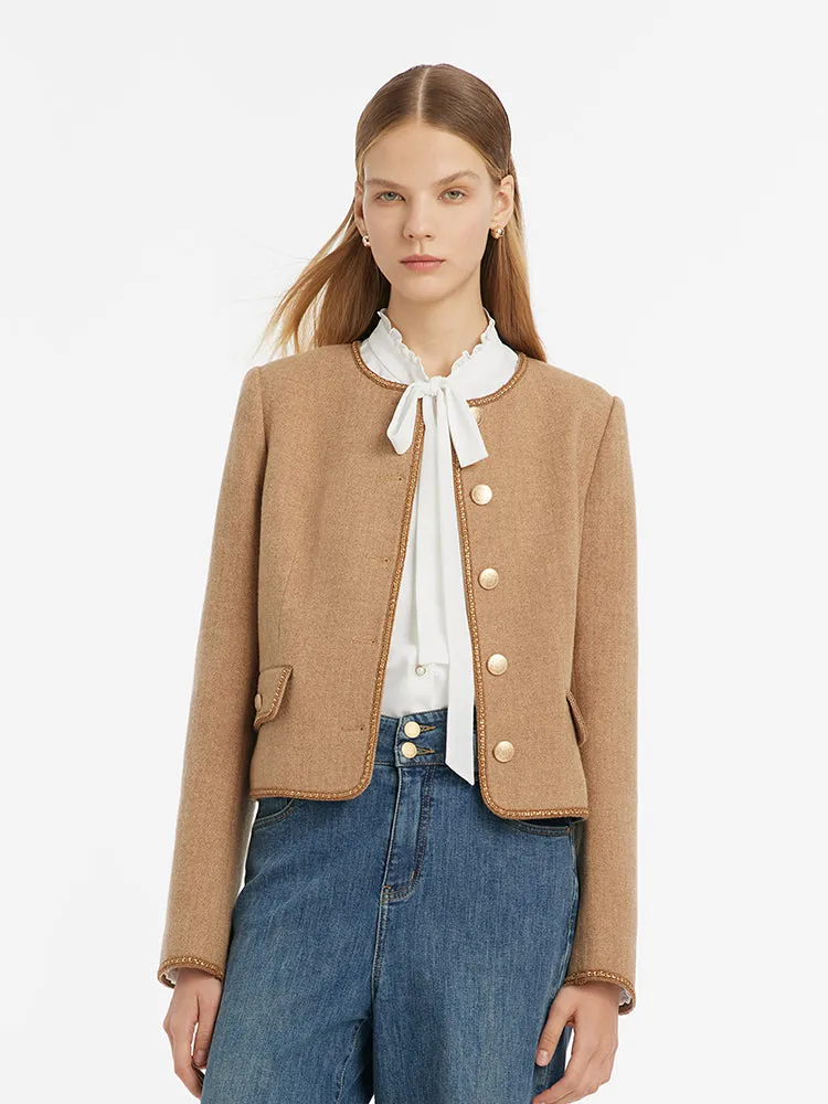 Washable Wool Round Neck Single-Breasted Women Jacket sold by Goelia product image thumbnail 4