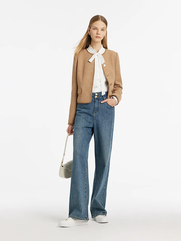 Washable Wool Round Neck Single-Breasted Women Jacket sold by Goelia product image thumbnail 2