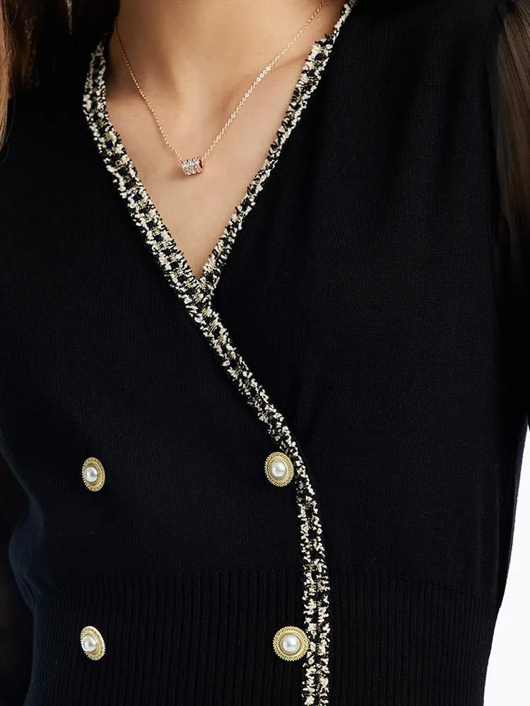 Tulle Sleeve V-Neck Double-Breasted Mini Dress sold by Goelia product image thumbnail 5