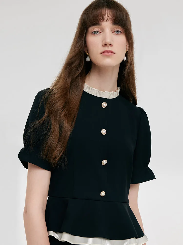 Ruffle Patchwork Round Neck Women Midi Dress sold by Goelia product image thumbnail 5