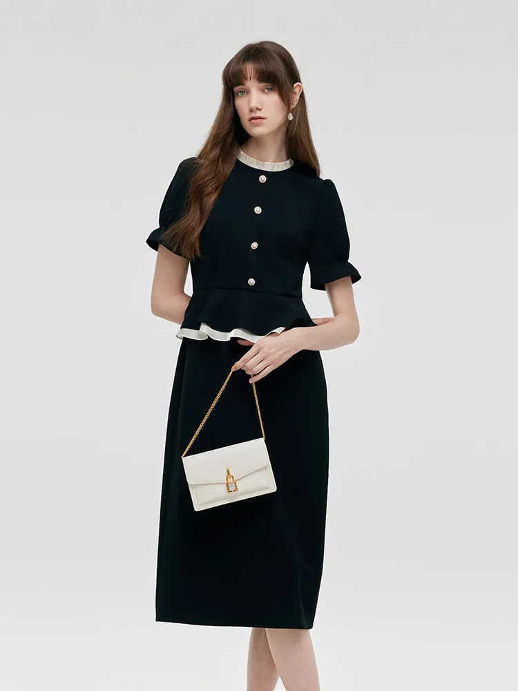 Ruffle Patchwork Round Neck Women Midi Dress sold by Goelia product image thumbnail 4