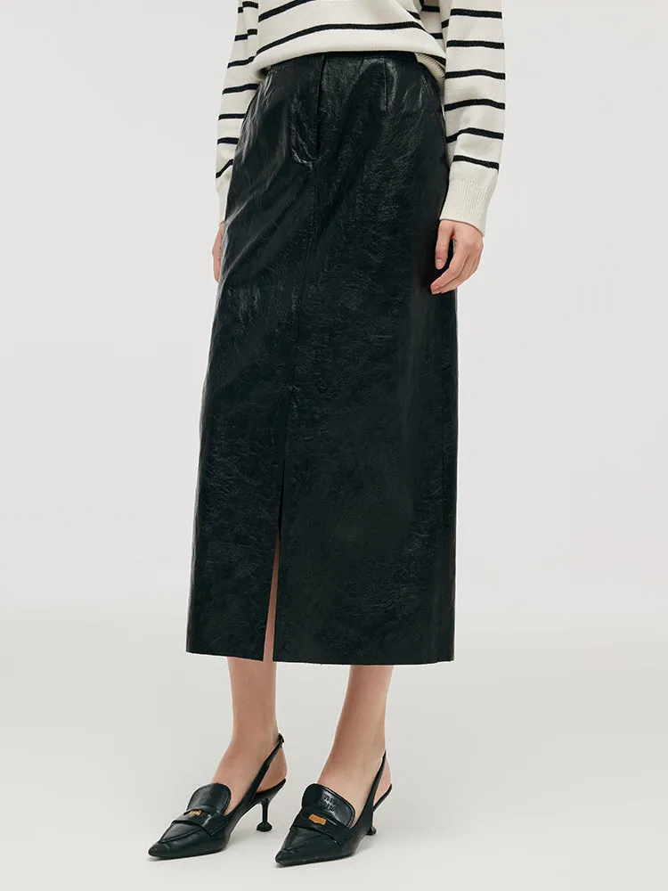 PU Leather Slit Women Column Skirt sold by Goelia product image thumbnail 4