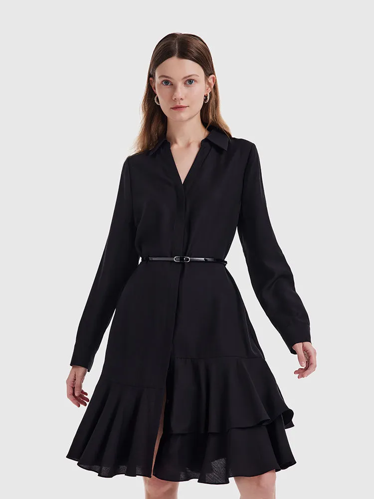 V-neck Aceticacid Midi Dress With Belt sold by Goelia product image thumbnail 5