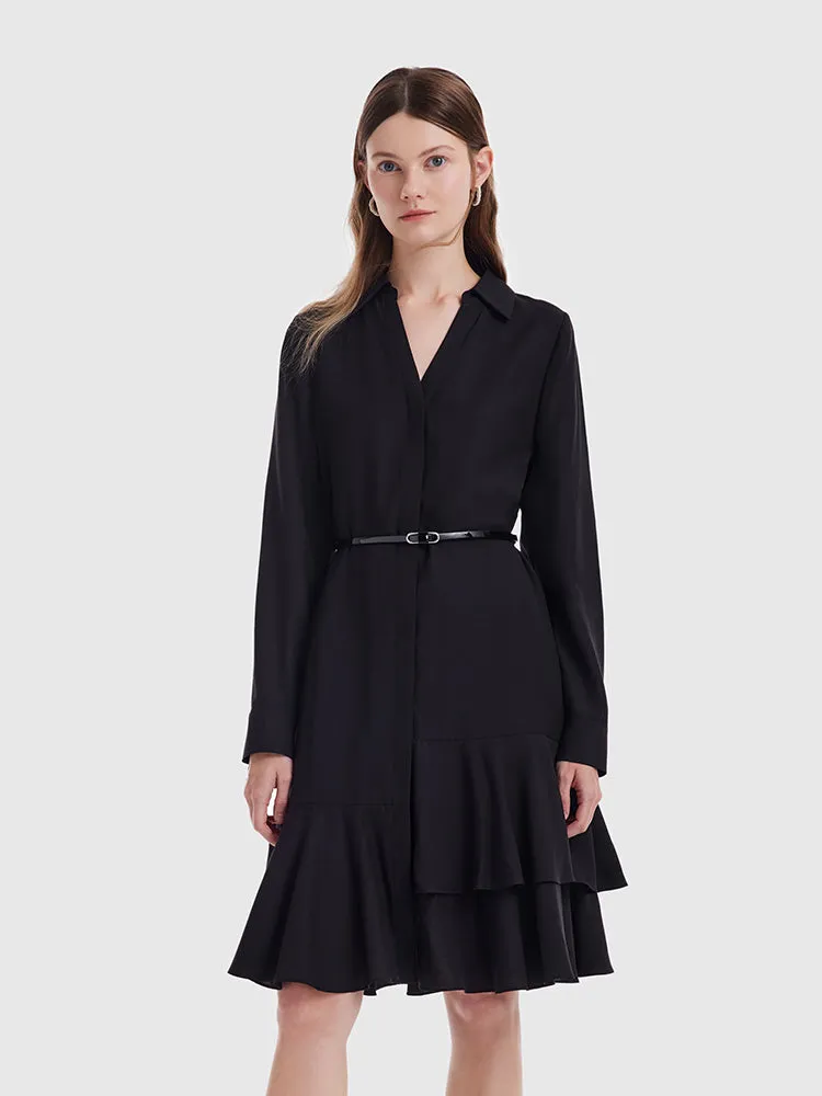 V-neck Aceticacid Midi Dress With Belt sold by Goelia