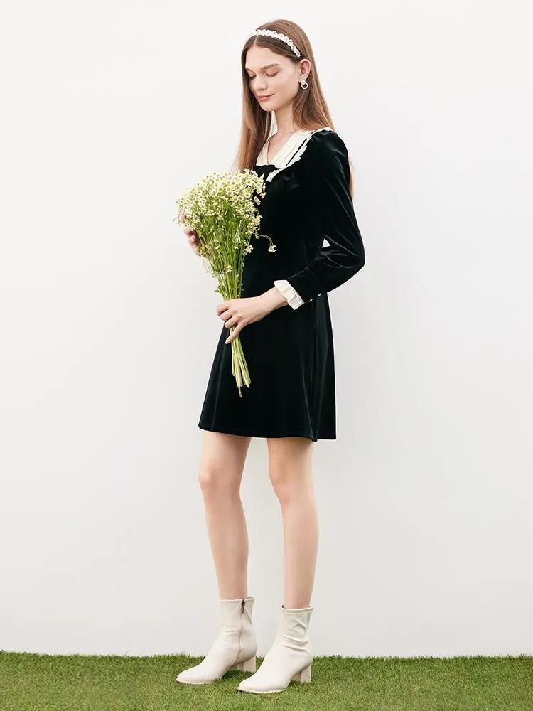 Velvet Patchwork Mini Dress sold by Goelia product image thumbnail 2