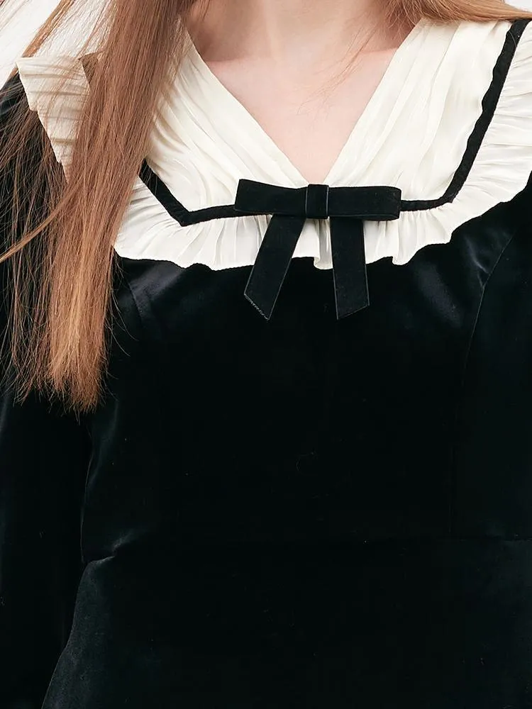 Velvet Patchwork Mini Dress sold by Goelia product image thumbnail 4