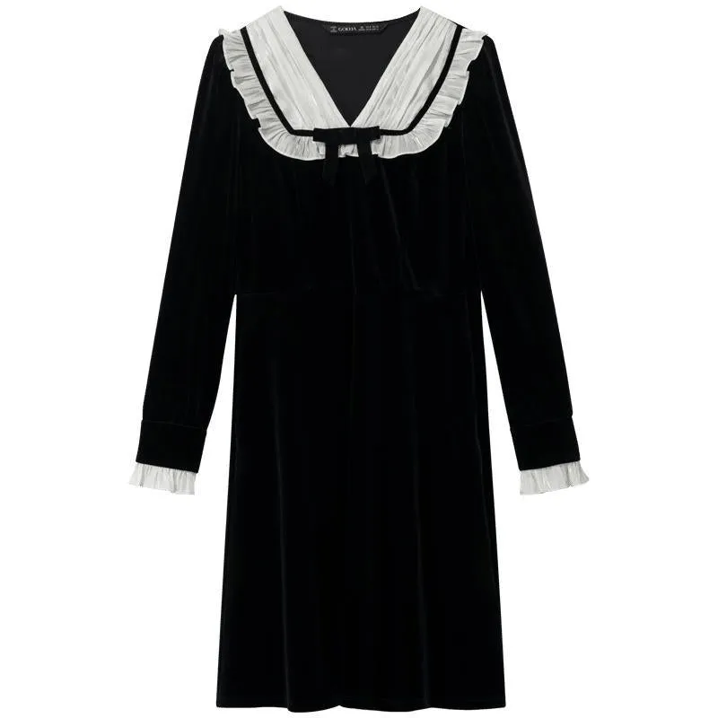 Velvet Patchwork Mini Dress sold by Goelia product image thumbnail 5