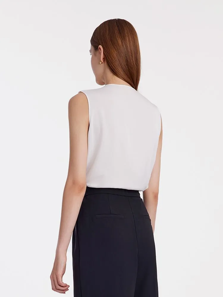 White Acetate V-Neck Tank Top sold by Goelia product image thumbnail 5