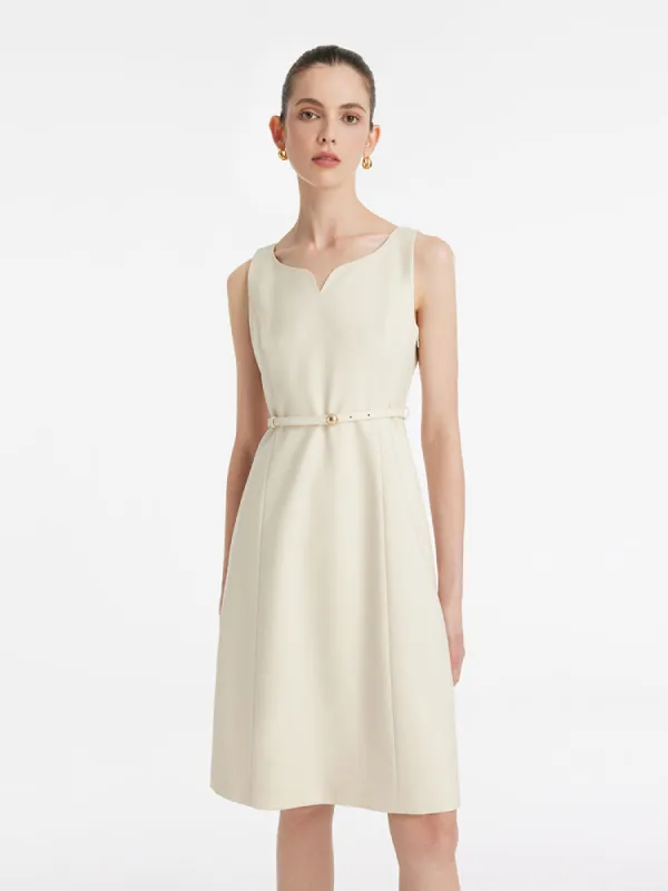 Worsted Wool Women Mini Vest Dress With Belt sold by Goelia