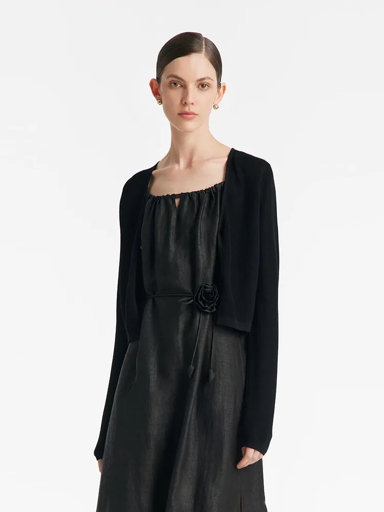 Jade Button Knitted Women Crop Cardigan sold by Goelia