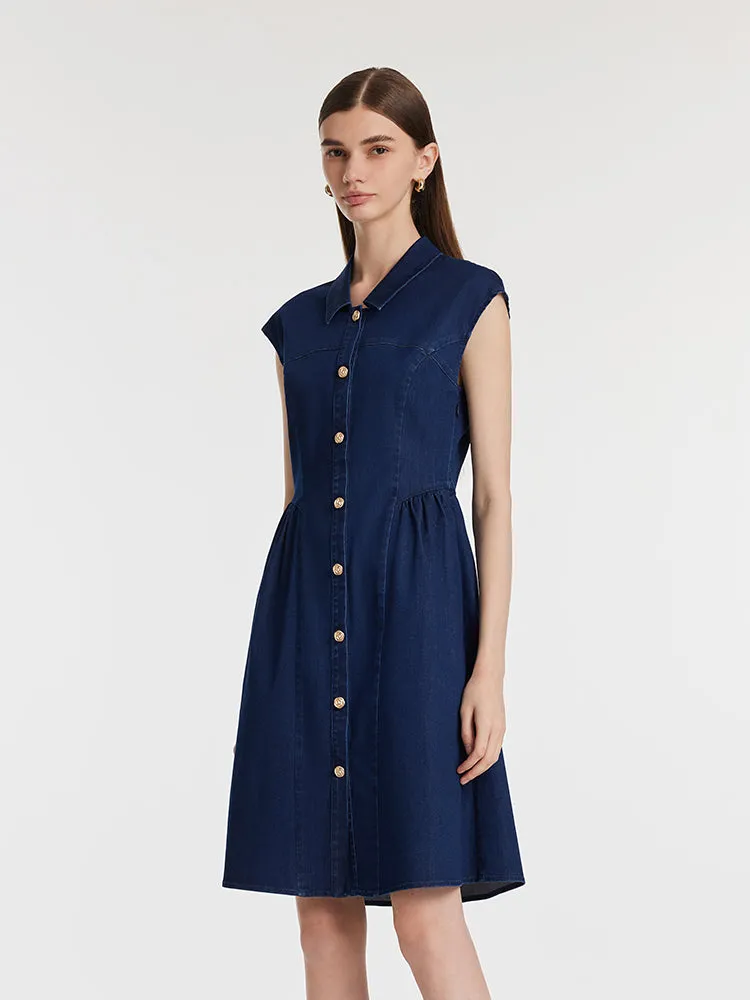 Denim Single-Breasted Women Mini Dress sold by Goelia product image thumbnail 3