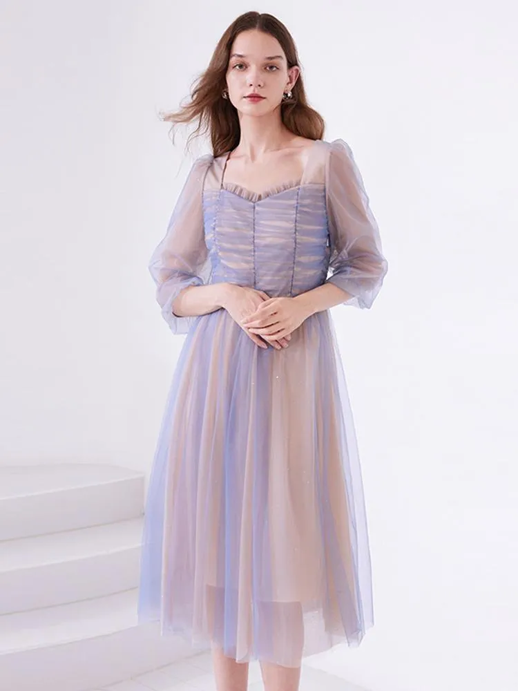 Purple Mesh Layers See-Through Midi Dress sold by Goelia product image thumbnail 5