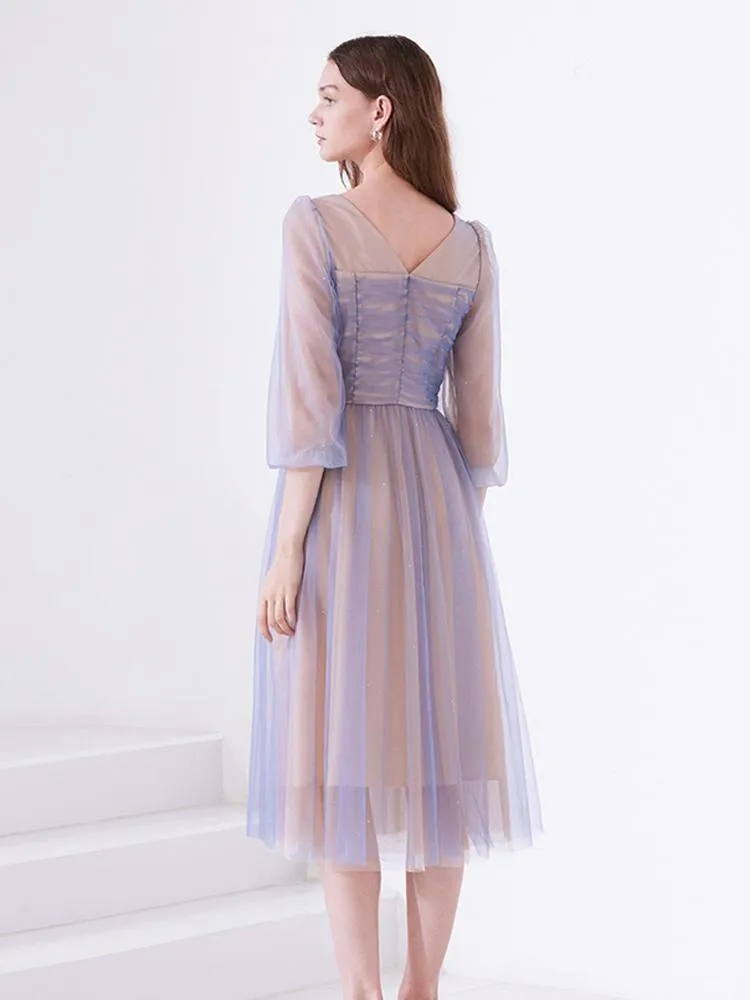 Purple Mesh Layers See-Through Midi Dress sold by Goelia product image thumbnail 2