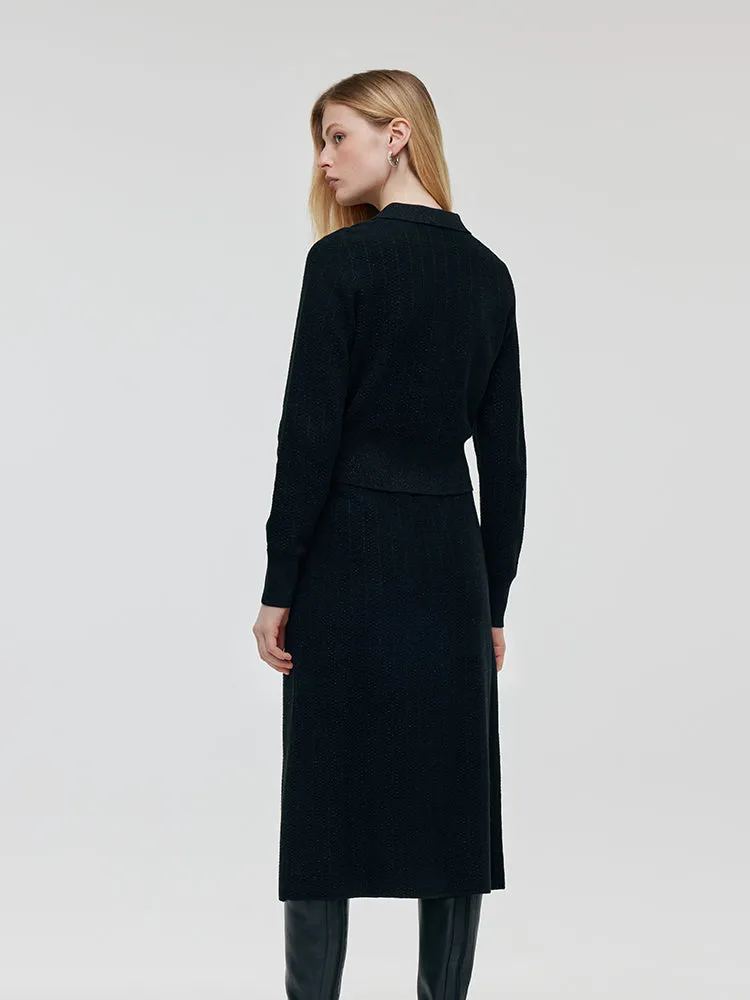Wool Blend Long Sleeve Knit Top And A-Line Skirt Two-Piece Set sold by Goelia product image thumbnail 3