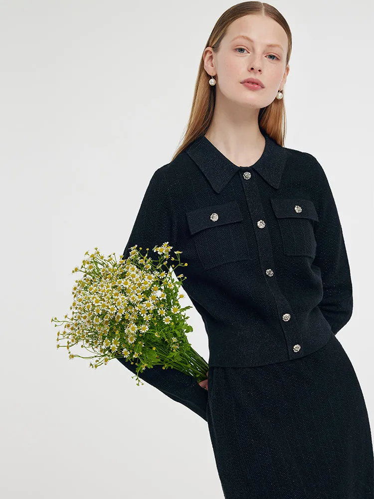 Wool Blend Long Sleeve Knit Top And A-Line Skirt Two-Piece Set sold by Goelia product image thumbnail 5