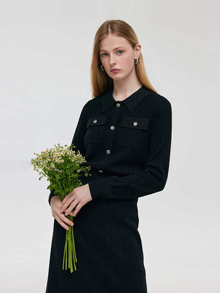 Wool Blend Long Sleeve Knit Top And A-Line Skirt Two-Piece Set sold by Goelia product image thumbnail 4