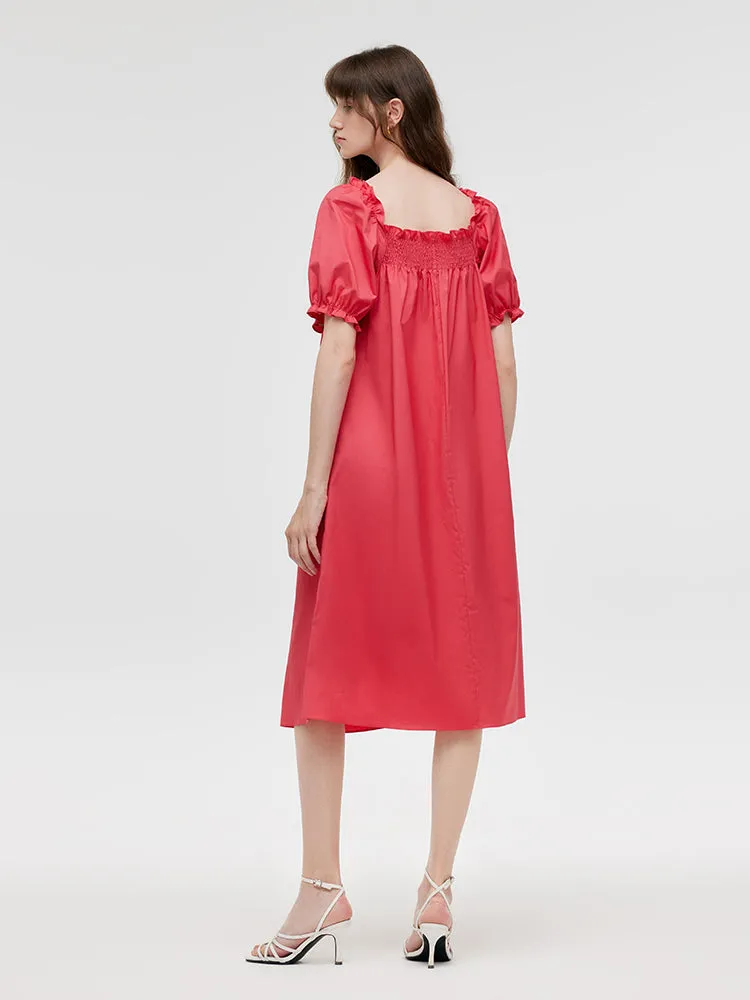 Square Neck Puff Sleeves Women Midi Dress sold by Goelia product image thumbnail 5