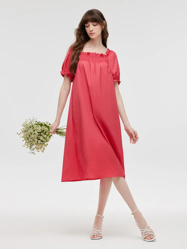 Square Neck Puff Sleeves Women Midi Dress sold by Goelia product image thumbnail 2