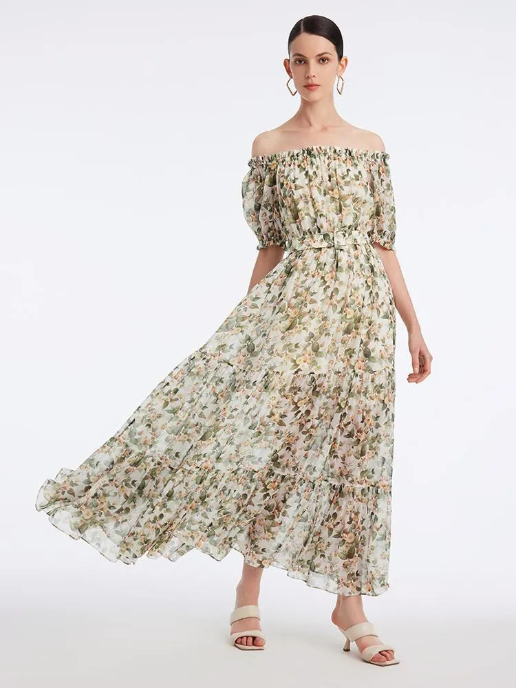 Silk Floral Print Maxi Dress sold by Goelia product image thumbnail 2