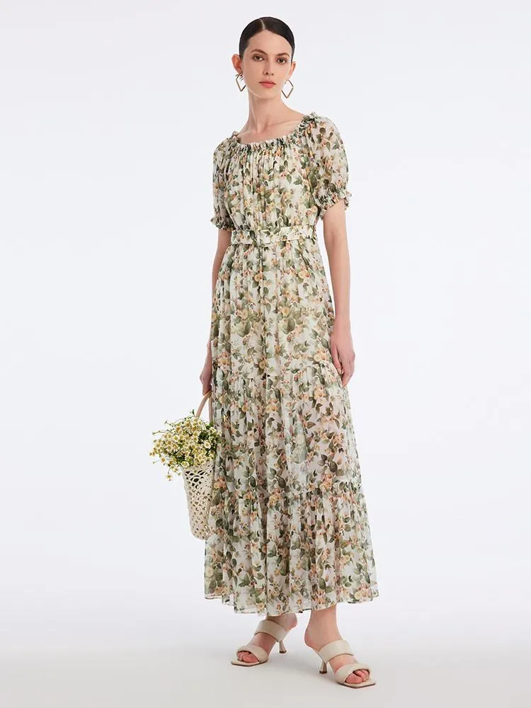 Silk Floral Print Maxi Dress sold by Goelia product image thumbnail 5