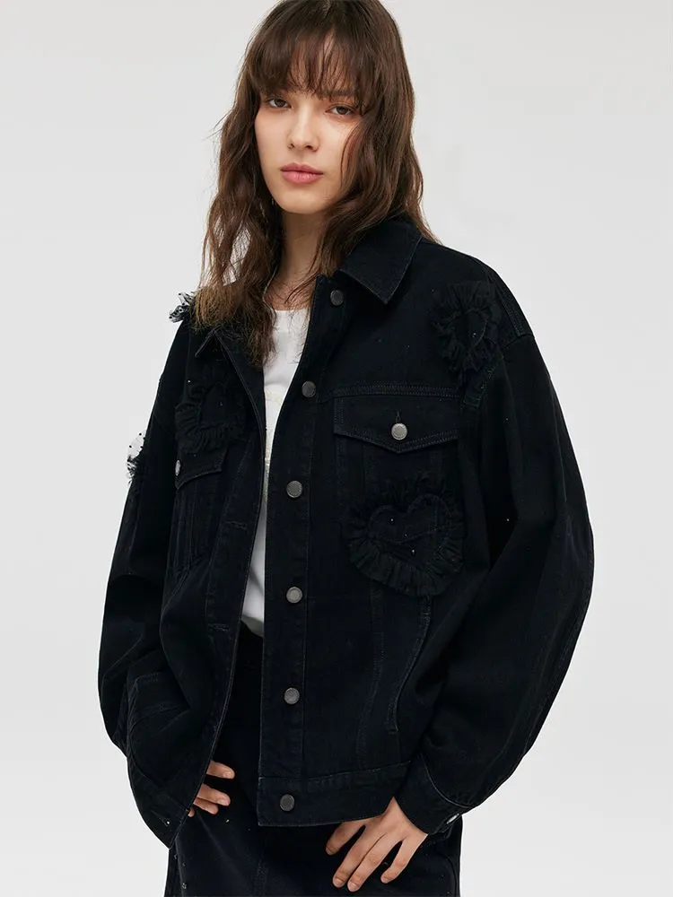 Denim Oversized Rhinestone Women Jacket sold by Goelia product image thumbnail 4