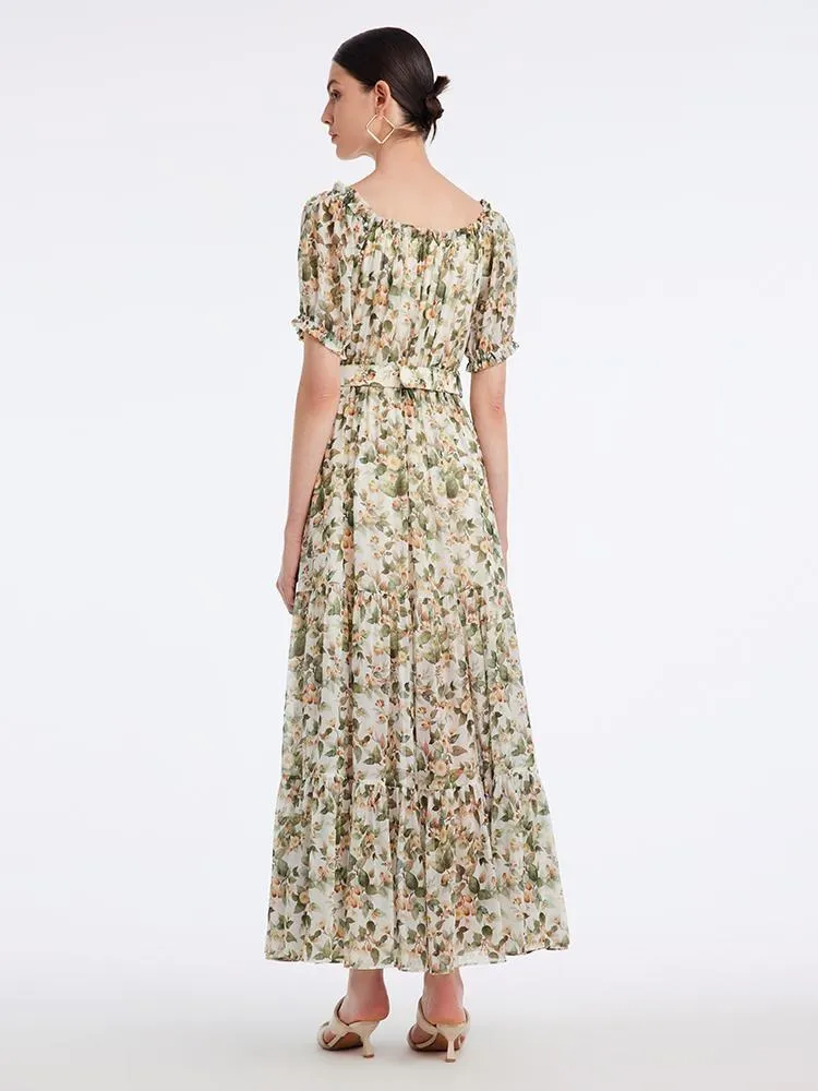 Silk Floral Print Maxi Dress sold by Goelia product image thumbnail 3
