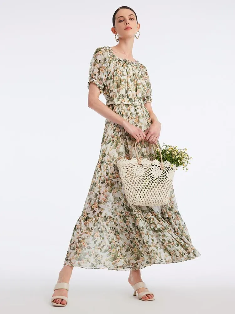 Silk Floral Print Maxi Dress sold by Goelia product image thumbnail 4