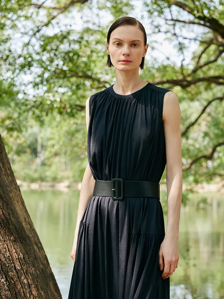 Knitted Women Maxi Vest Dress With Belt And Bottomed Spaghetti Strap Dress sold by Goelia product image thumbnail 3