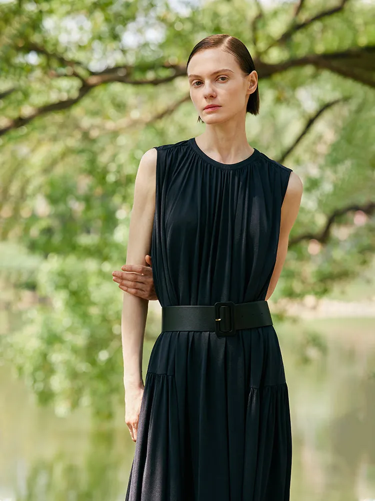 Knitted Women Maxi Vest Dress With Belt And Bottomed Spaghetti Strap Dress sold by Goelia product image thumbnail 4