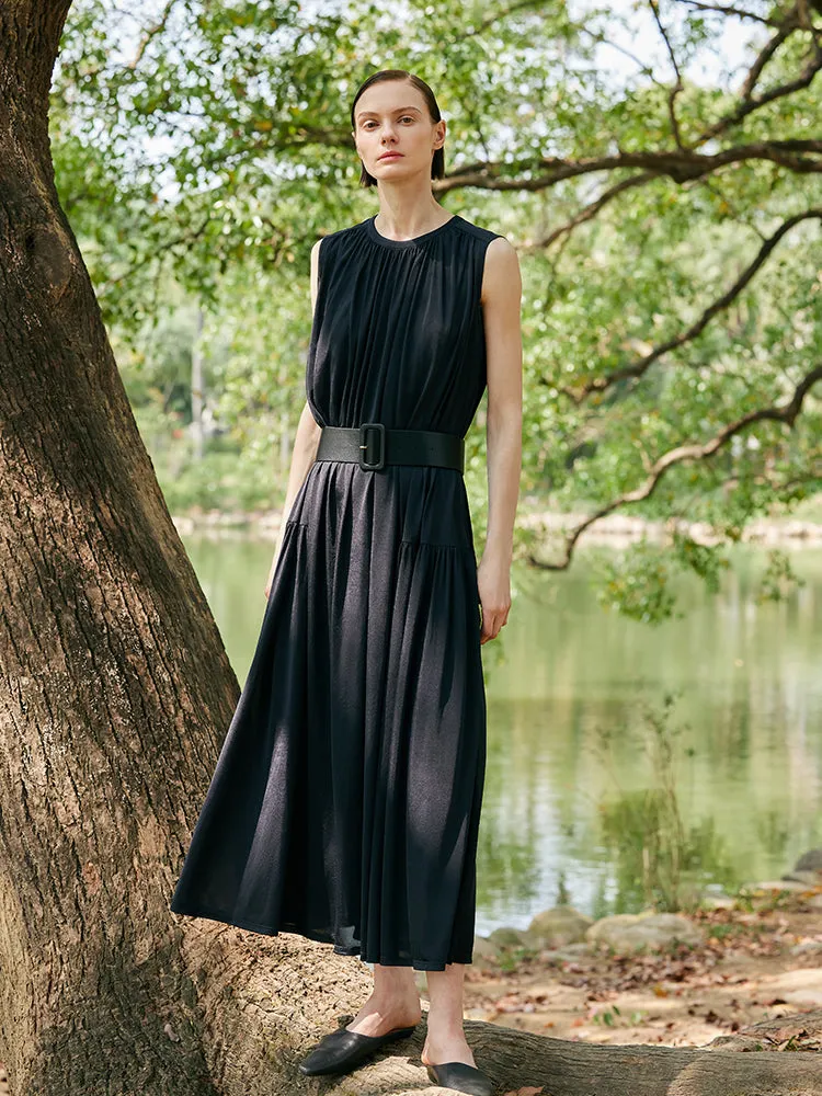 Knitted Women Maxi Vest Dress With Belt And Bottomed Spaghetti Strap Dress sold by Goelia product image thumbnail 2