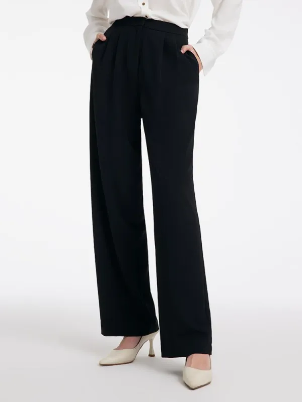 Black Straight Full Length Pants For Women sold by Goelia