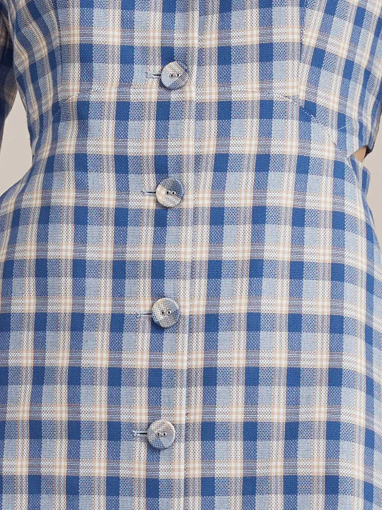 Gathered Waist Plaid Mini Dress sold by Goelia product image thumbnail 4