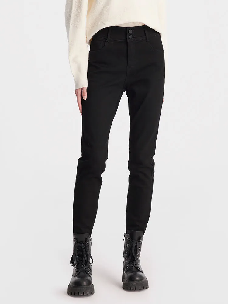 Black High-Waist Sheath Jeans sold by Goelia