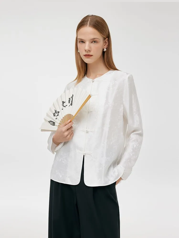 Mulberry Silk New Chinese-Style Jacquard Women Shirt sold by Goelia product image thumbnail 4