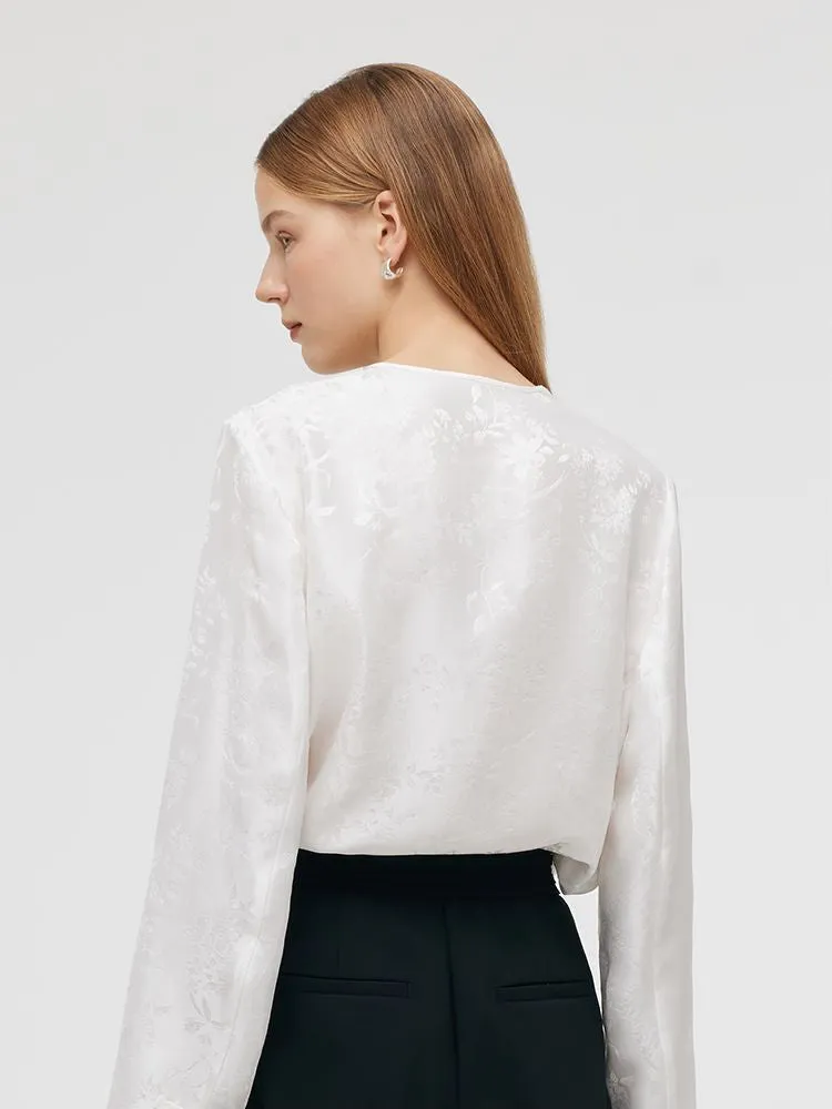 Mulberry Silk New Chinese-Style Jacquard Women Shirt sold by Goelia product image thumbnail 3