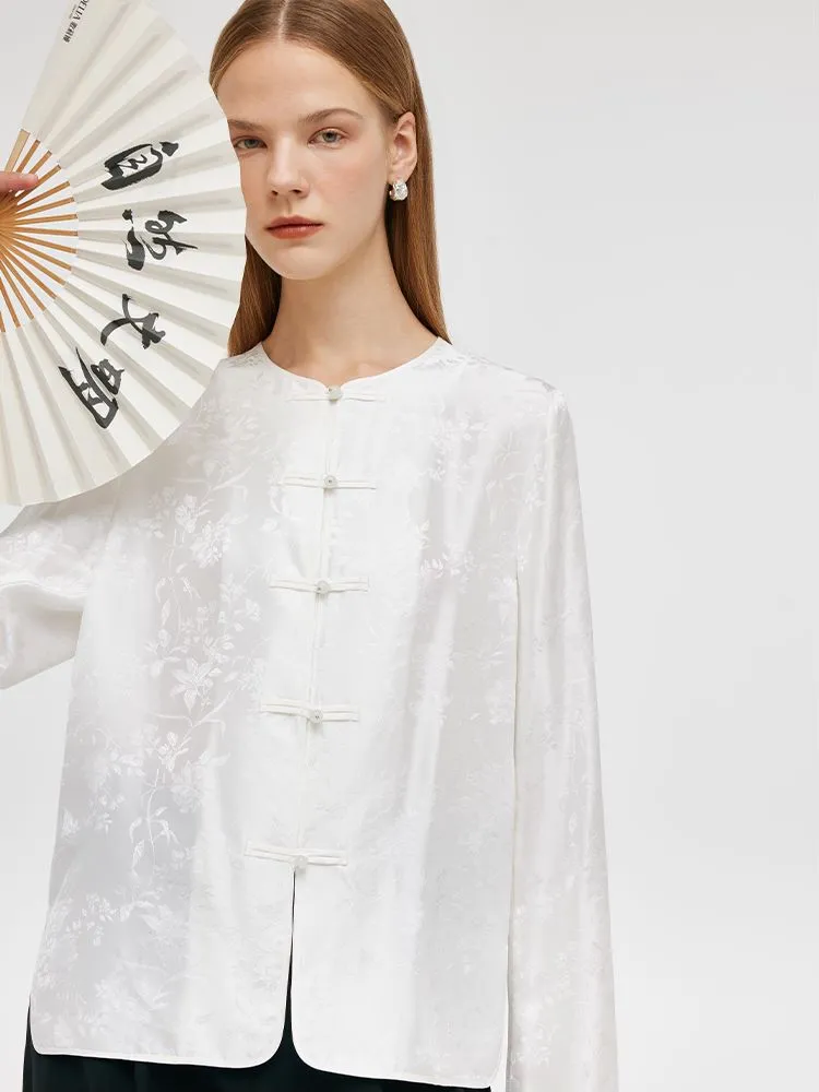 Mulberry Silk New Chinese-Style Jacquard Women Shirt sold by Goelia product image thumbnail 5