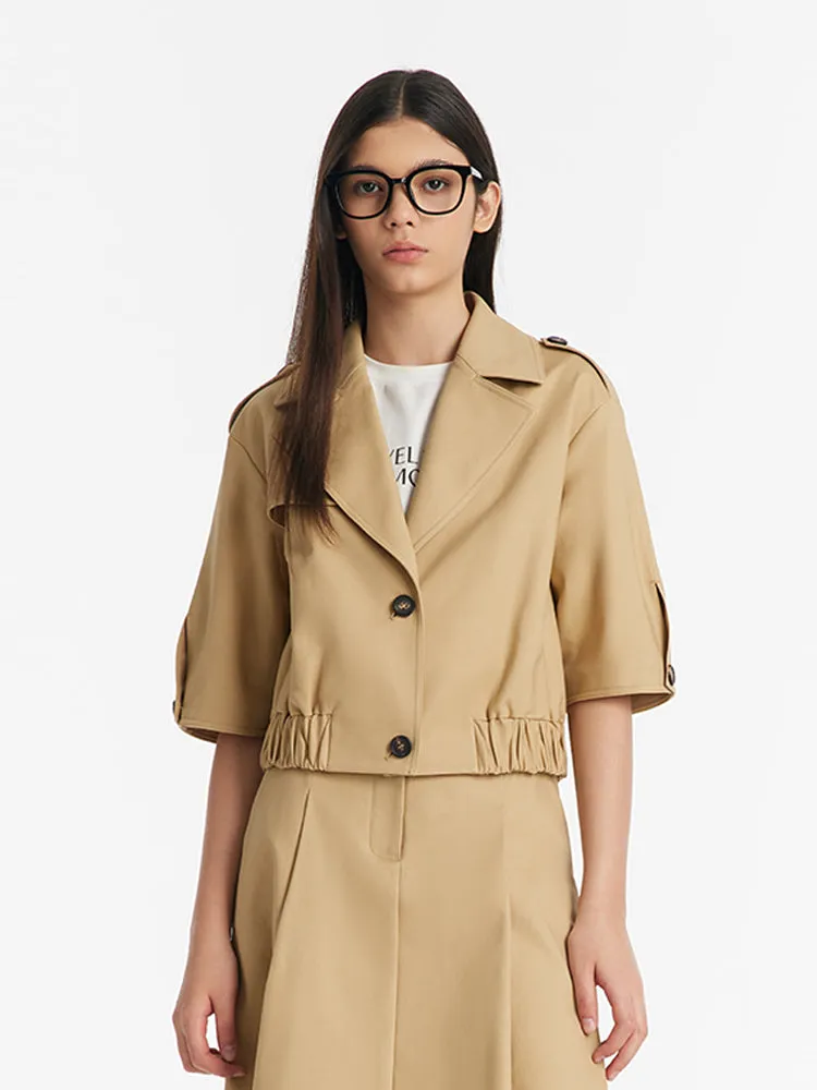 Loose H-Line Lapel Women Crop Jacket sold by Goelia