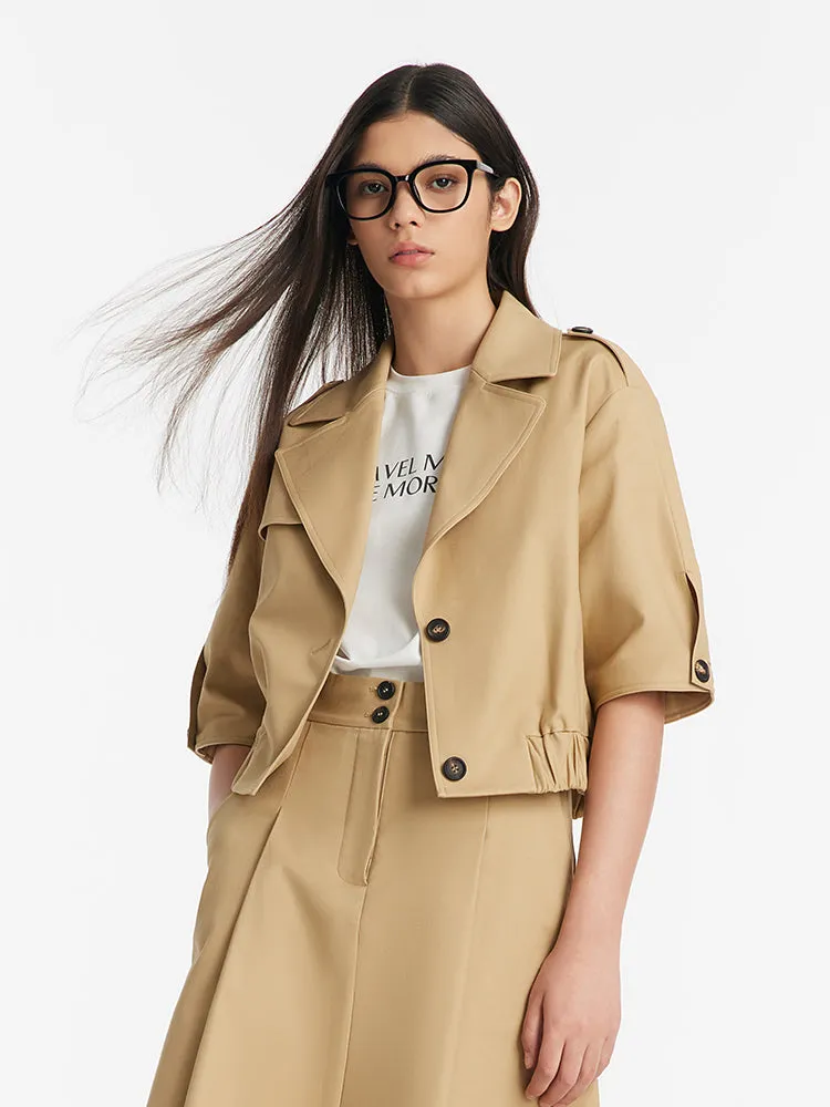 Loose H-Line Lapel Women Crop Jacket sold by Goelia product image thumbnail 4