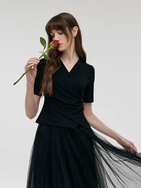 Acetate Crossover V-Neck Women Knit Top sold by Goelia