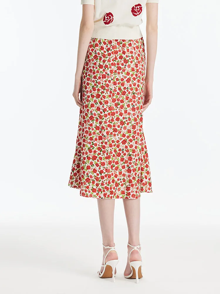 Rose Print High-Waisted Women Half Mermaid Skirt sold by Goelia product image thumbnail 5