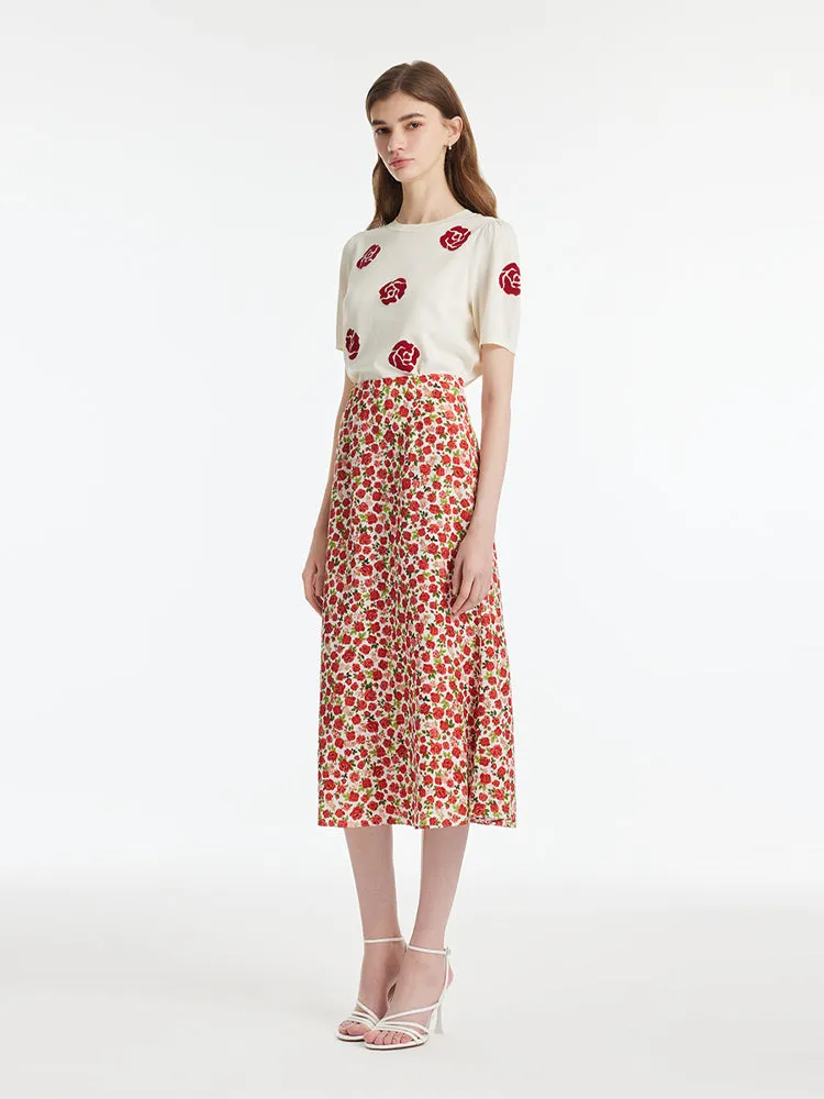 Rose Print High-Waisted Women Half Mermaid Skirt sold by Goelia product image thumbnail 2